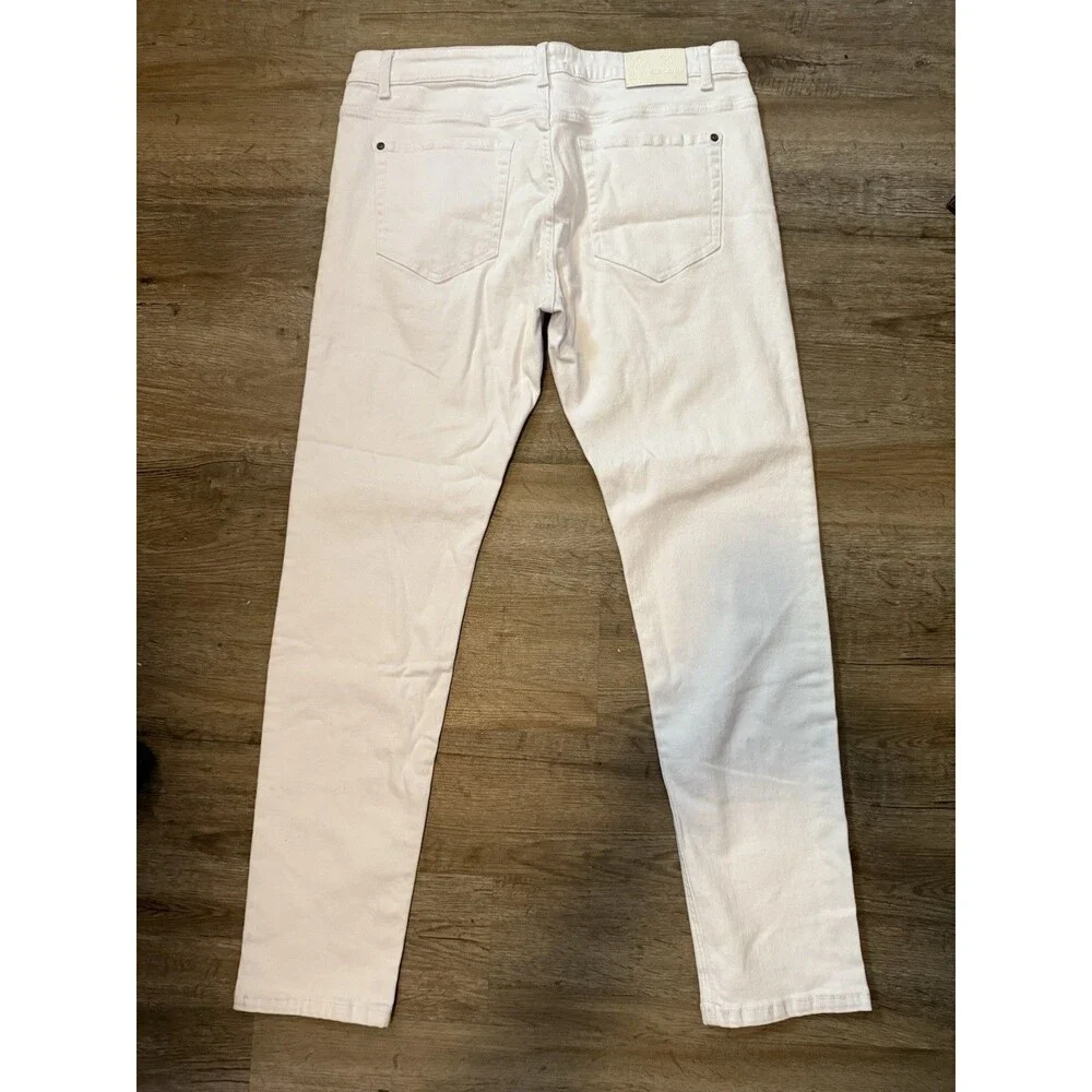 ZLZ Men's White Jeans Stretch Slim Fit Younger-Looking Comfy Pants Size 36 EUC